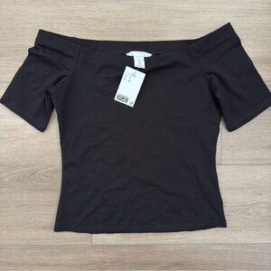 H&M Black Off-Shoulder Short Sleeve Top Small